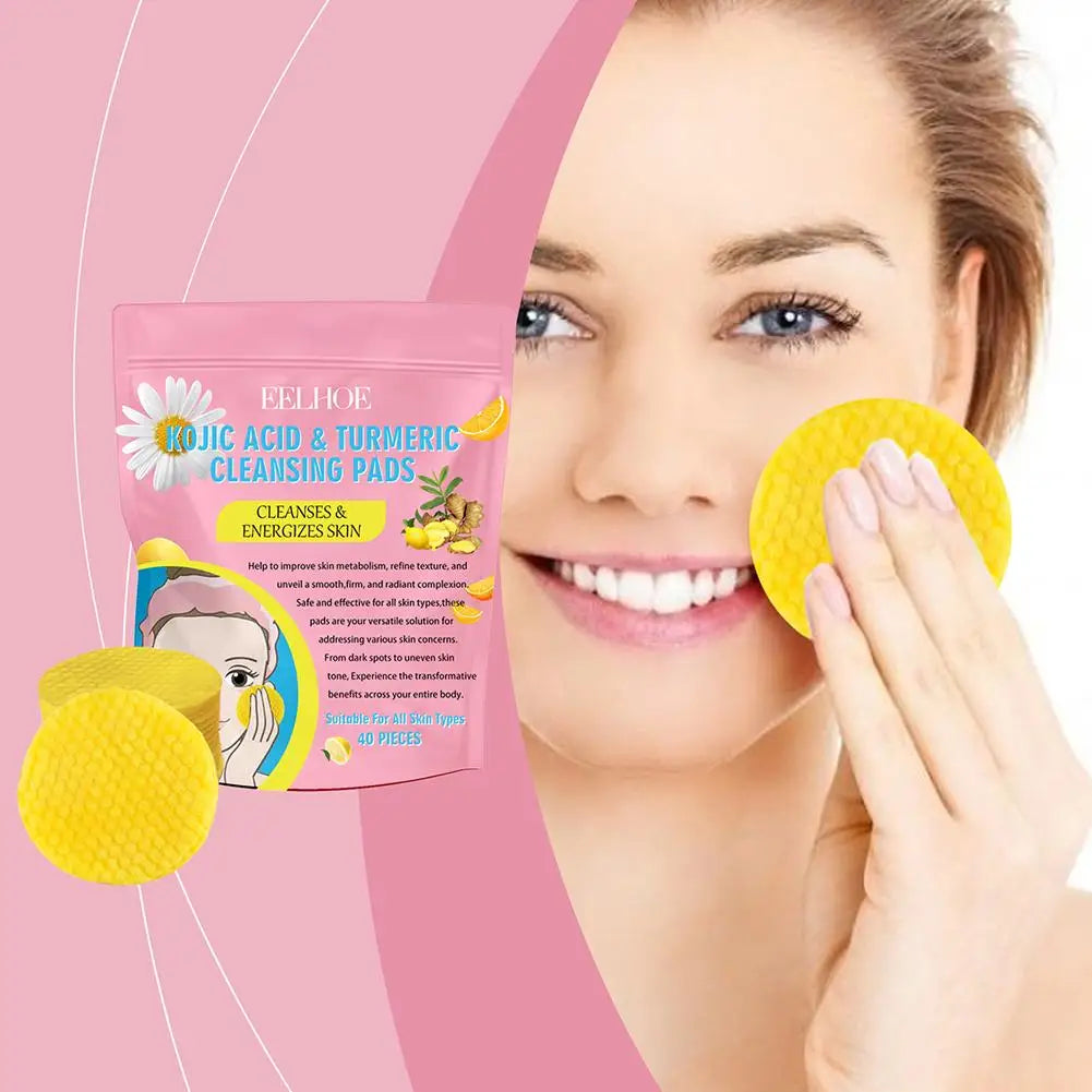 40/50pcs Turmeric & Kojic Acid Brightening Cleansing Pads