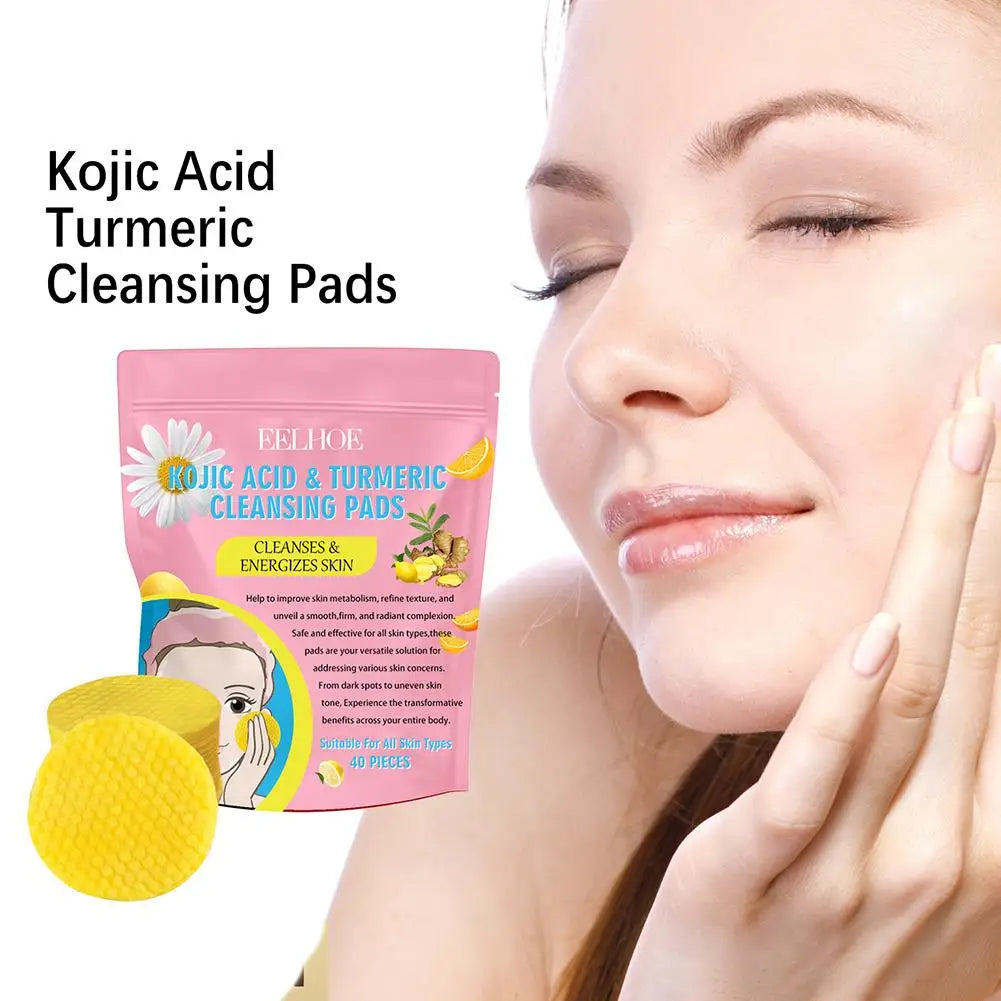 40/50pcs Turmeric & Kojic Acid Brightening Cleansing Pads