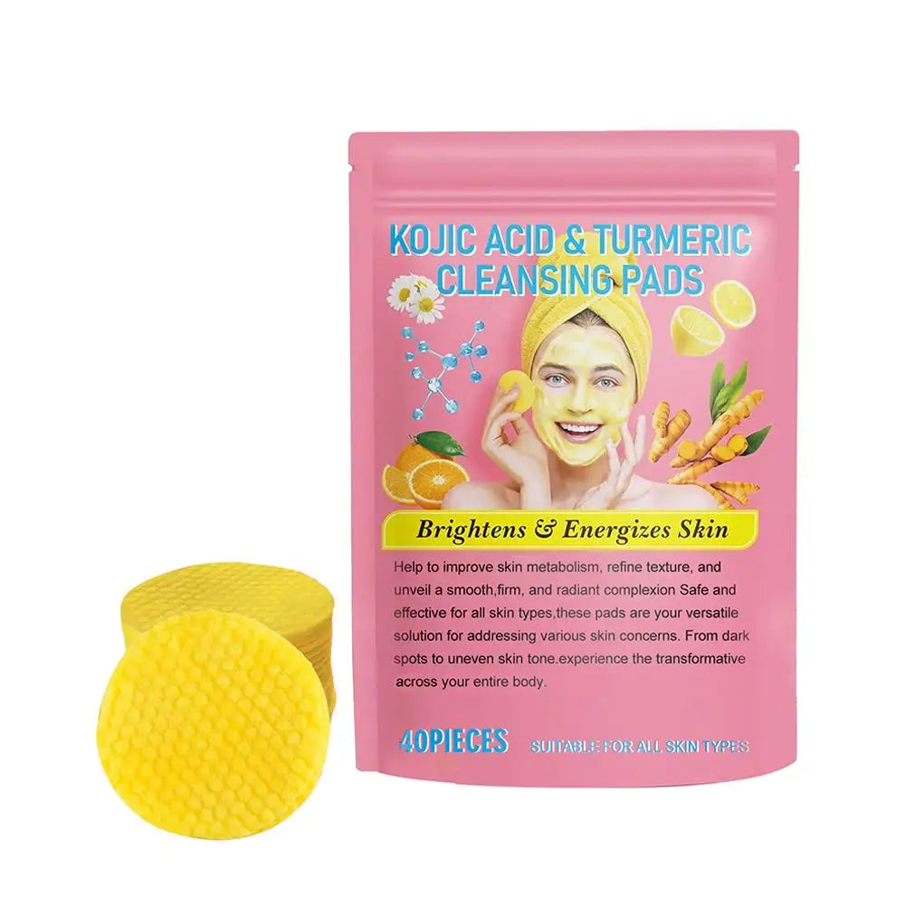 40/50pcs Turmeric & Kojic Acid Brightening Cleansing Pads