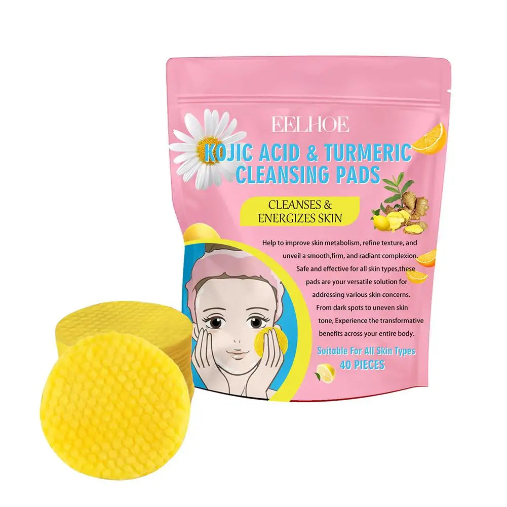 40/50pcs Turmeric & Kojic Acid Brightening Cleansing Pads