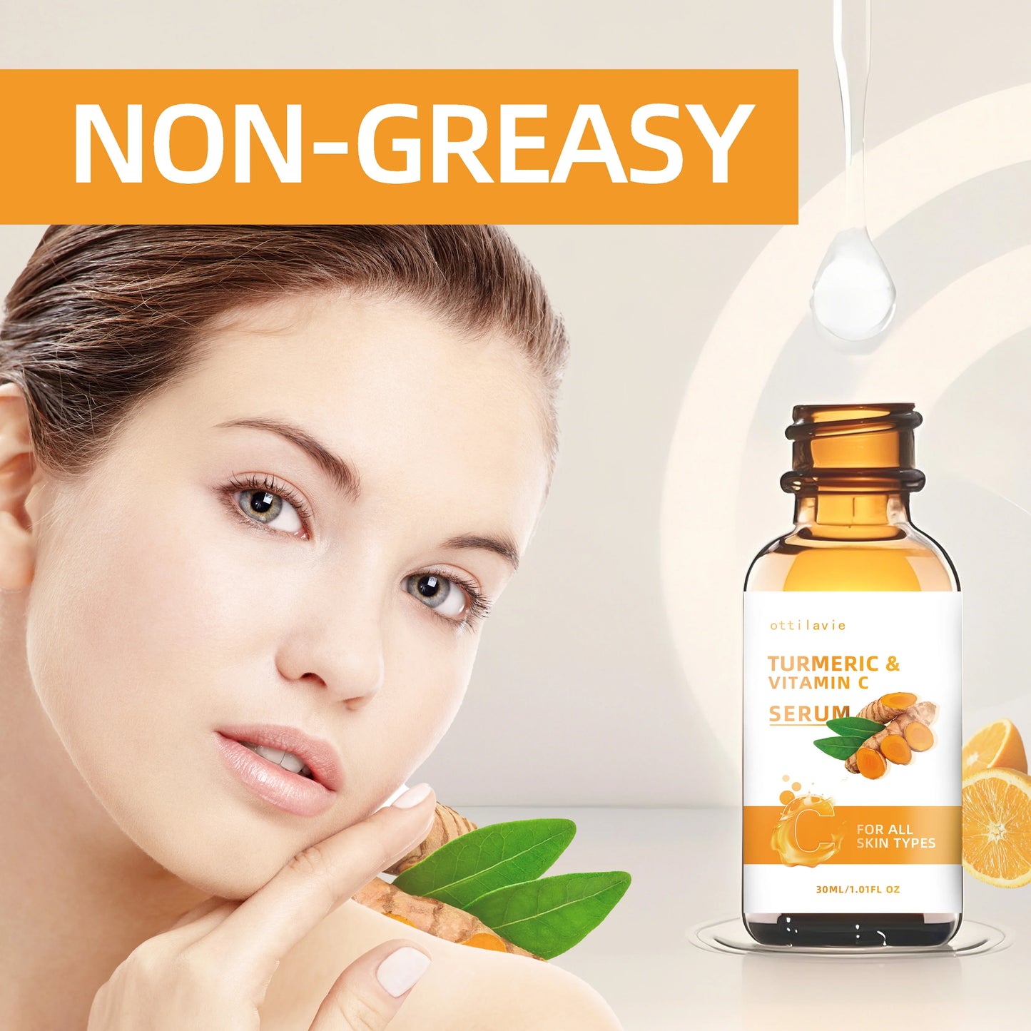 Turmeric & Vitamin C Brightening Serum – For Face & Neck